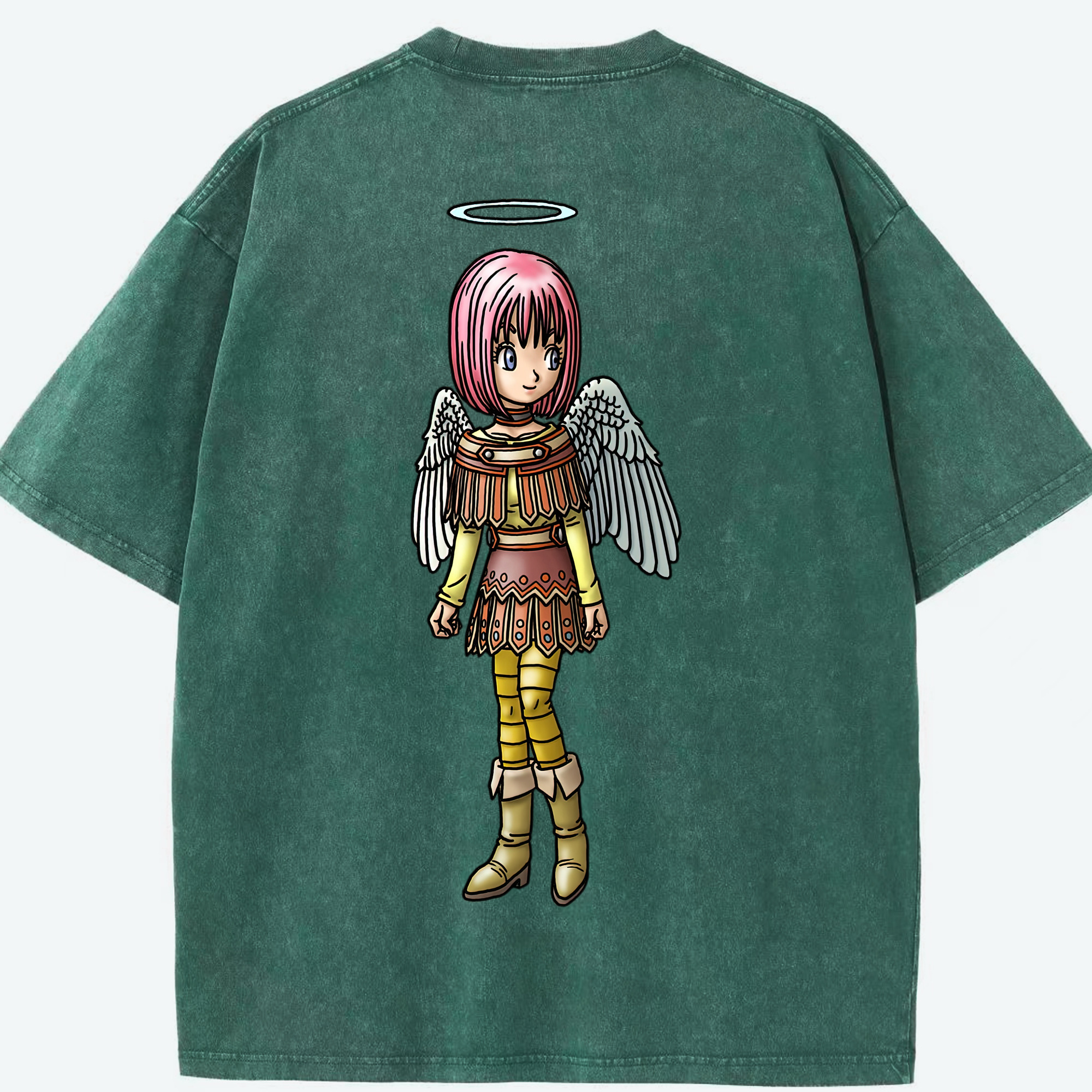 （画像用） ドラゴンクエスト Doragon Kuesuto Dragon Quest 綿100% ヴィンテージ風 半袖Tシャツ（背面プリント）
